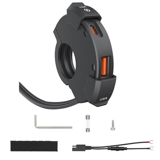 ADILIKADII Cargador de Teléfono para Motocicleta de 30W Tipo C PD y 18W USB A, Cargador Rápido Impermeable IP65 con Doble USB Carga Rápida, Accesorios para Motocicleta de Celulares Móviles Cámaras GPS