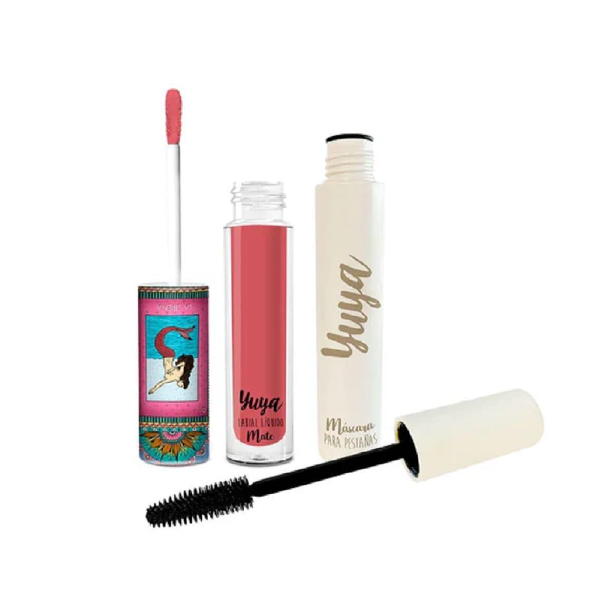YUYA Set Máscara de Pestañas 10 aceites esenciales + Labial Líquido mate Sirena