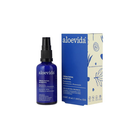 Crema facial nutritiva con 85% de Aloe vera orgánico, 50ml - Hidratación profunda para todo tipo de piel