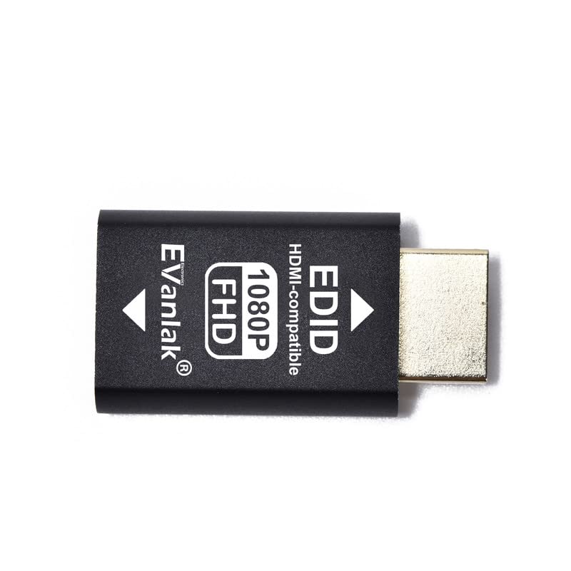 EVanlak Hdmi Edid Emulador Passthrough 3rd Generrtion Premium Aluminio Eliminado Emulador Adaptador Funciona con Mac Thunderbolt a HDMI Switches/Extender/Receptor AV/Divisores de vídeo,