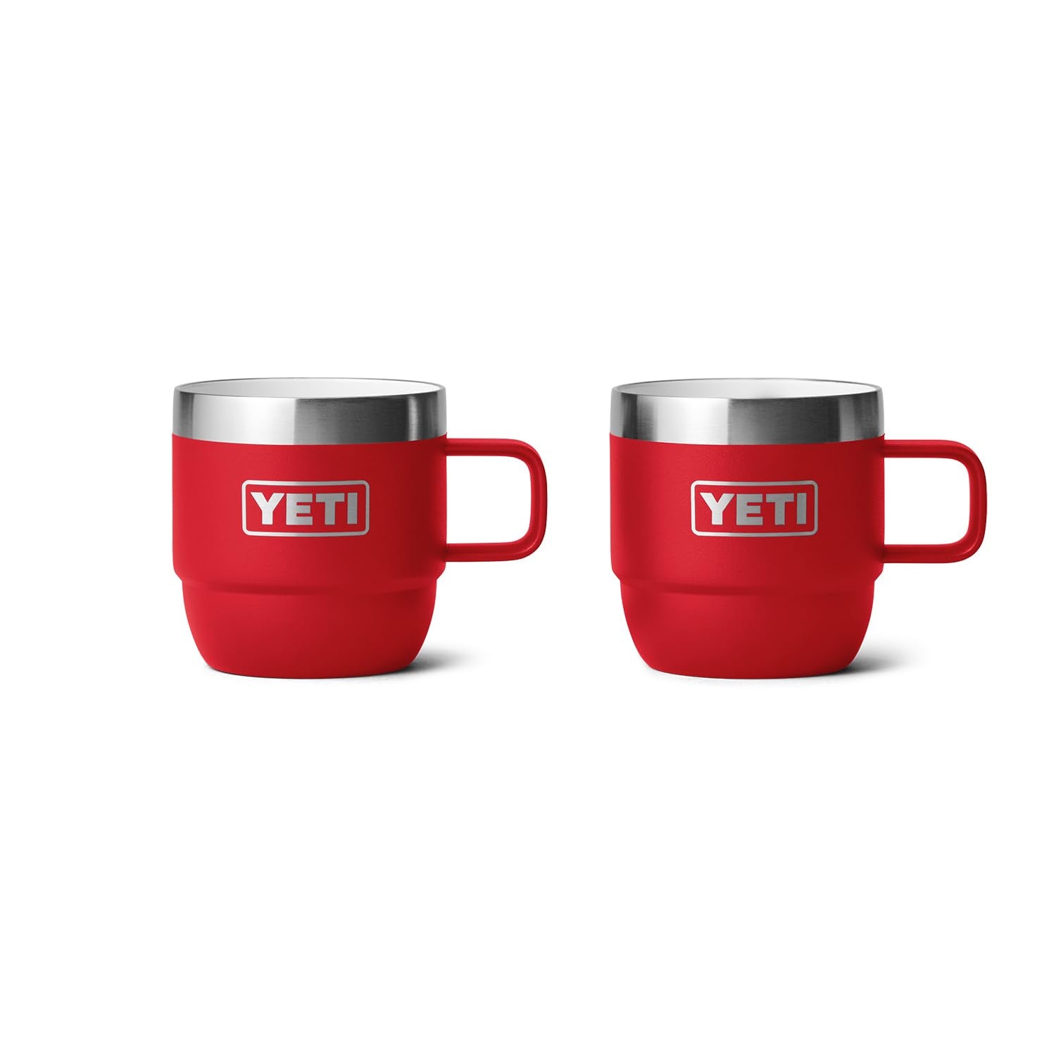 Taza de Acero Inoxidable YETI Rambler Rojo Aislada al Vacío Apilable para Café y Expreso Paquete de 2
