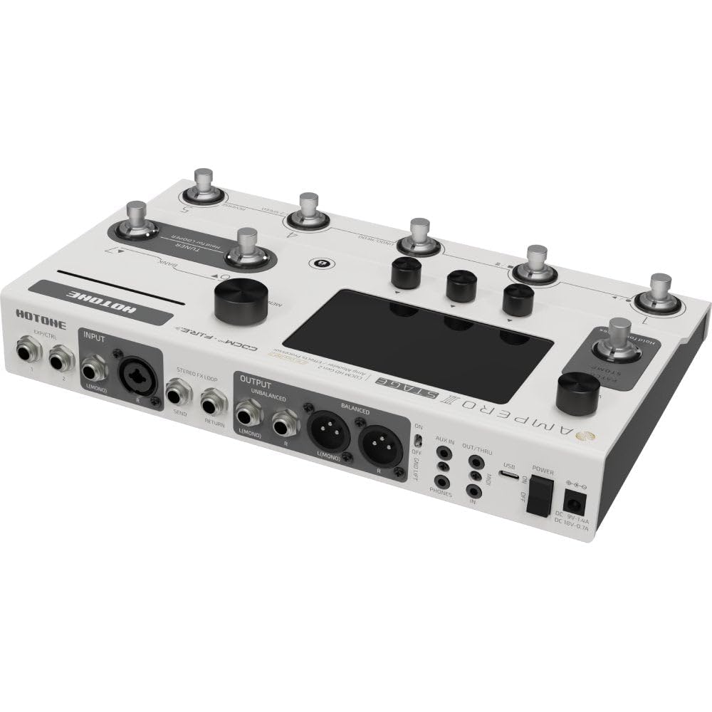 HOTONE Ampero II Stage MP-380 + SP-35 Ampero II Presione Pedal pasivo/expresión Pedal multiefecto, cadenas de doble efecto con FX Loop MIDI I/O estéreo OTG interfaz de audio USB visualización táctil