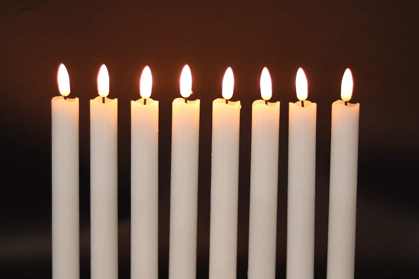 GenSwin - Velas cónicas blancas sin llama parpadeantes con control remoto de 10 teclas, funciona con pilas LED cálidas 3D, velas de ventana de cera real, paquete de 6 unidades, decoración de Navidad