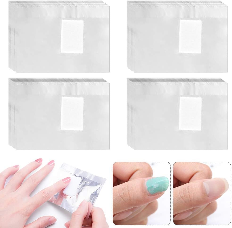 Envolturas de Aluminio Zuenlinks 500 Piezas con Almohadillas de Algodón Absorbente y Herramienta Empujadora de Cutículas de Acero Inoxidable para Uñas de Gel, Acrílicas y UV