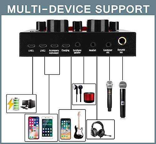 Tarjeta de Sonido V8 Mezclador de Audio portátil Volumen Ajustable