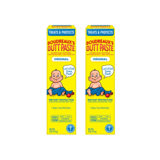 Boudreaux's Butt Paste Boudreauxs VJBQdk, original - Contiene 16% óxido de zinc, recomendado por pediatras, sin parabenos y conservantes, paquete de 2 (4 onzas)