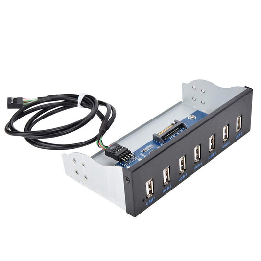 Fosa Unidad óptica del Panel Frontal, concentrador USB del Panel Frontal USB2.0 de 7 Puertos |9pin |Transmisión de Datos sin pérdida para Caja de computadora de 5.25 '