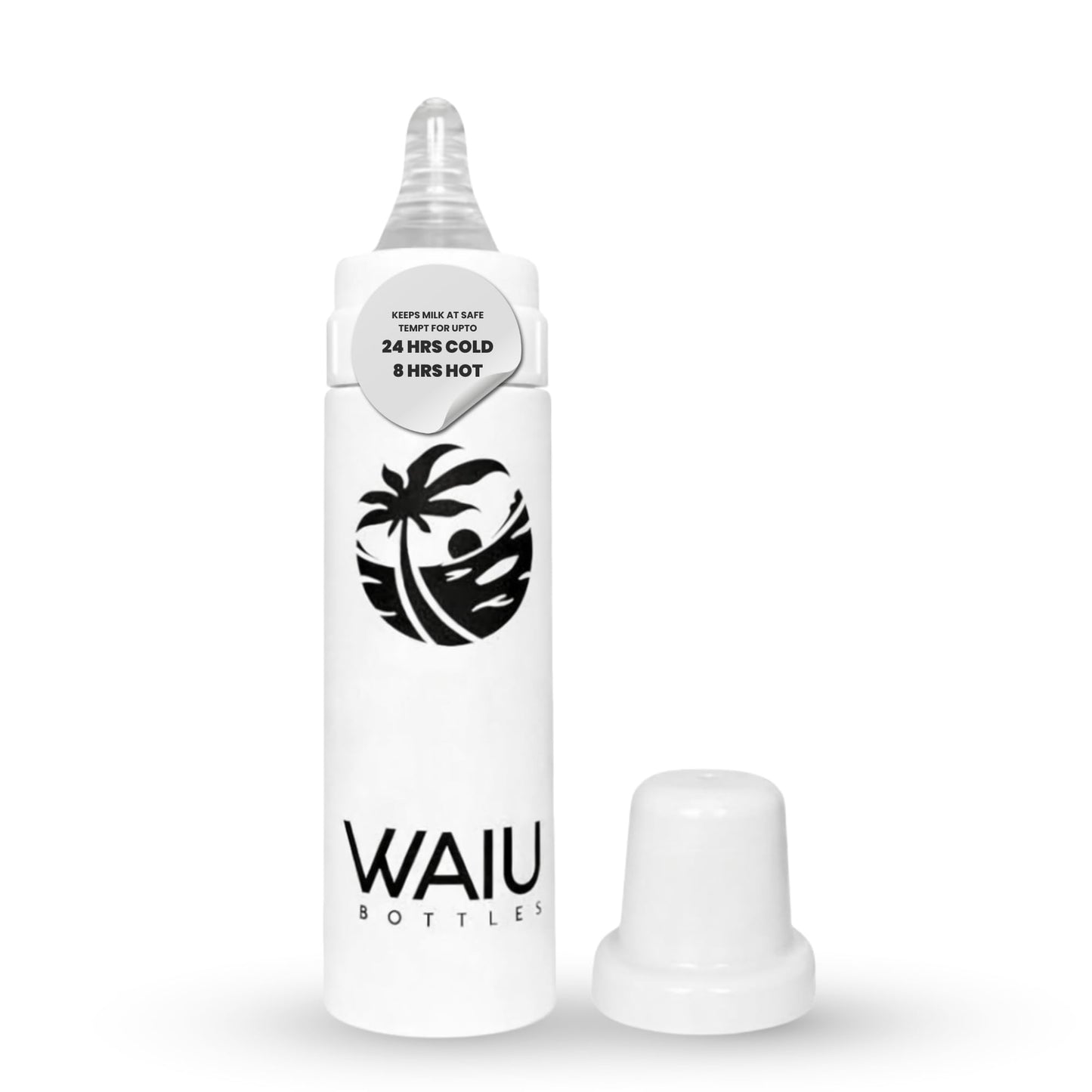 Waiu - Biberón aislado de acero inoxidable de 4 onzas, mantiene las bebidas frías 24 horas, caliente 8 horas, sin BPA, aislado al aspiradora, biberón de viaje (blanco)
