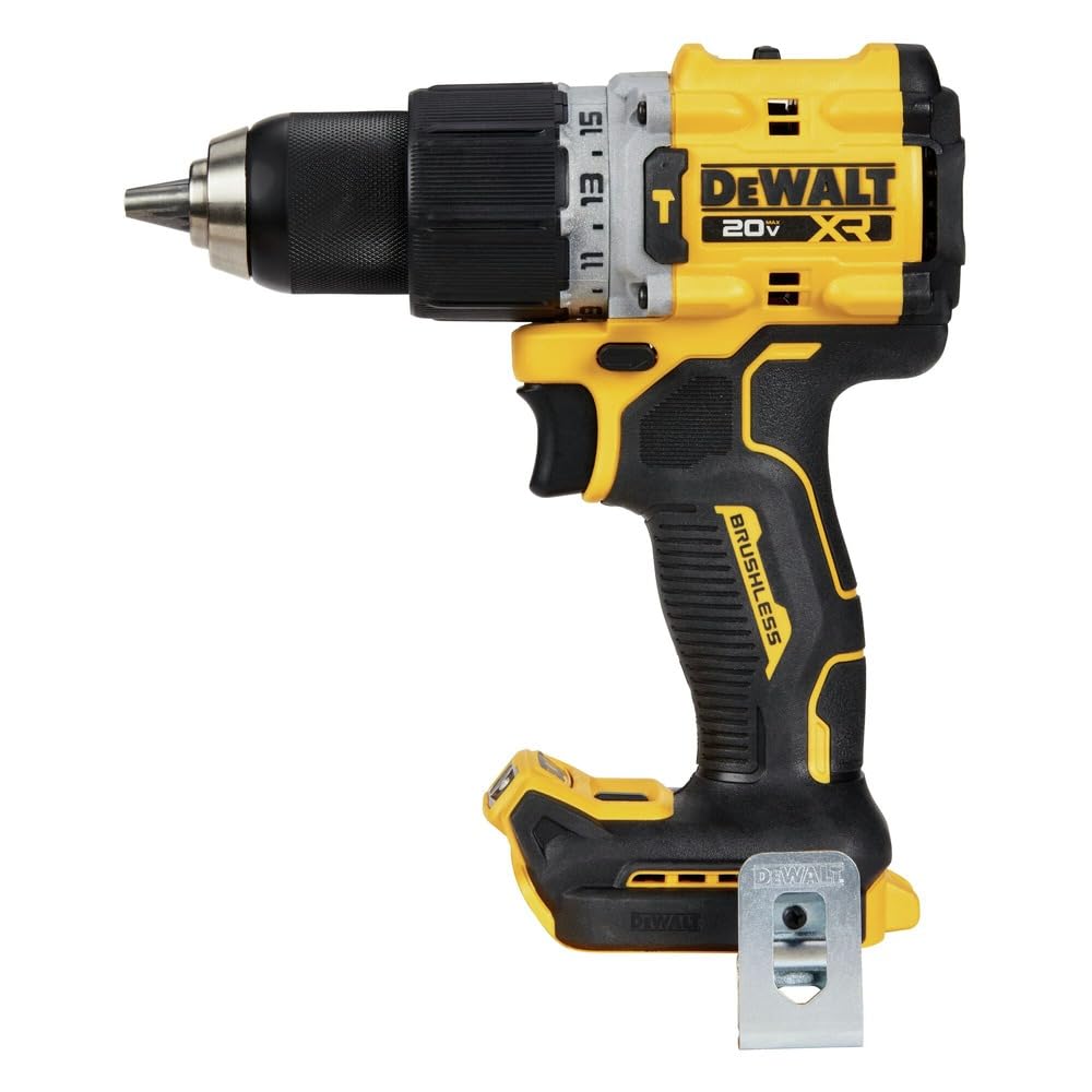DEWALT - Taladro de martillo máximo de 20 V, 1/2 pulgadas, inalámbrico y sin escobillas, compacto con ajuste de 2 velocidades, solo herramienta desnuda (DCD805B)
