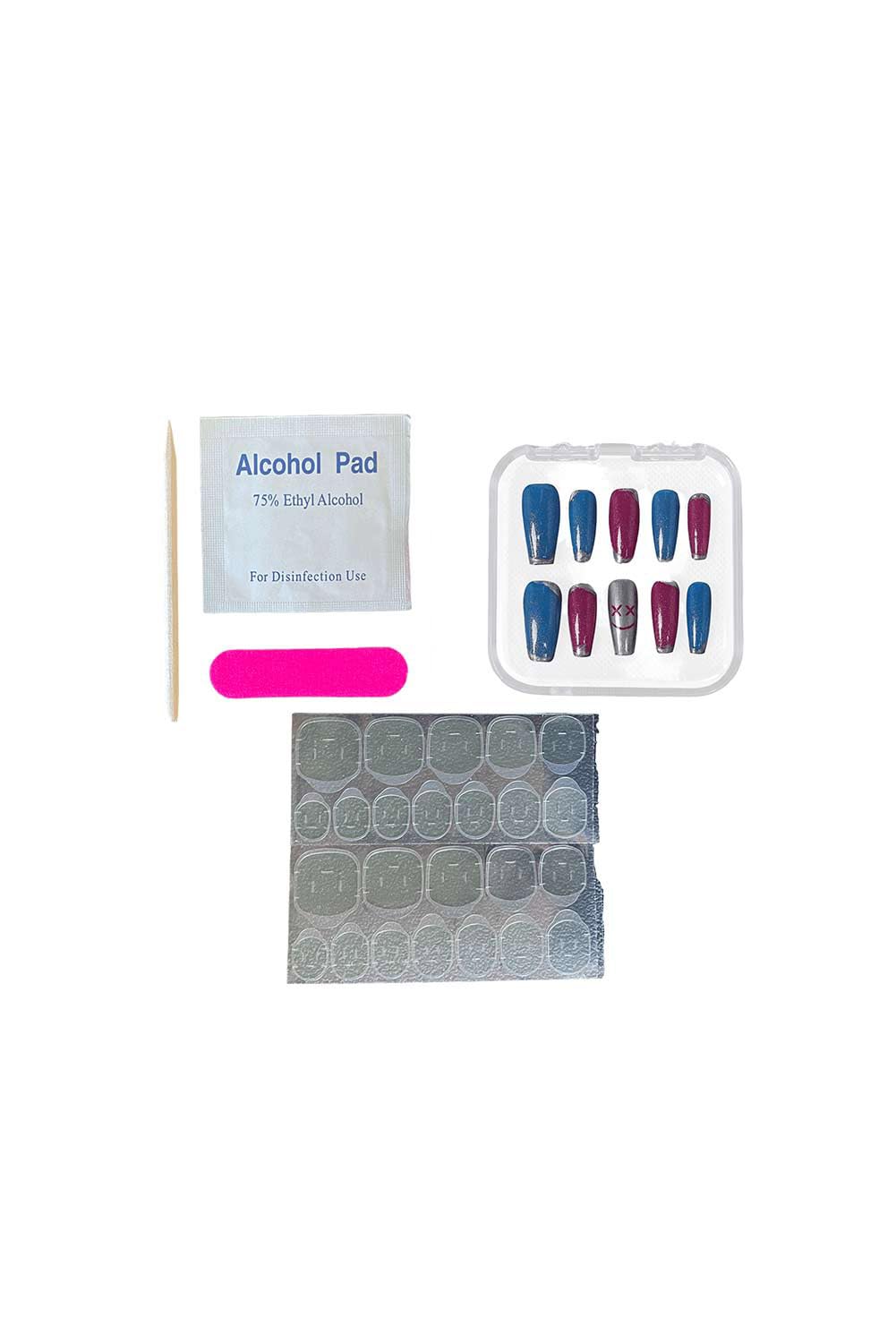 Toitaly Uñas postizas Jinx para cosplay, accesorios largos para disfraz, uñas postizas coloridas con pegamento.