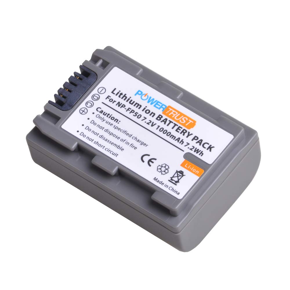 Batería y Cargador USB LED PowerTrust Negro para Sony NP-FP50