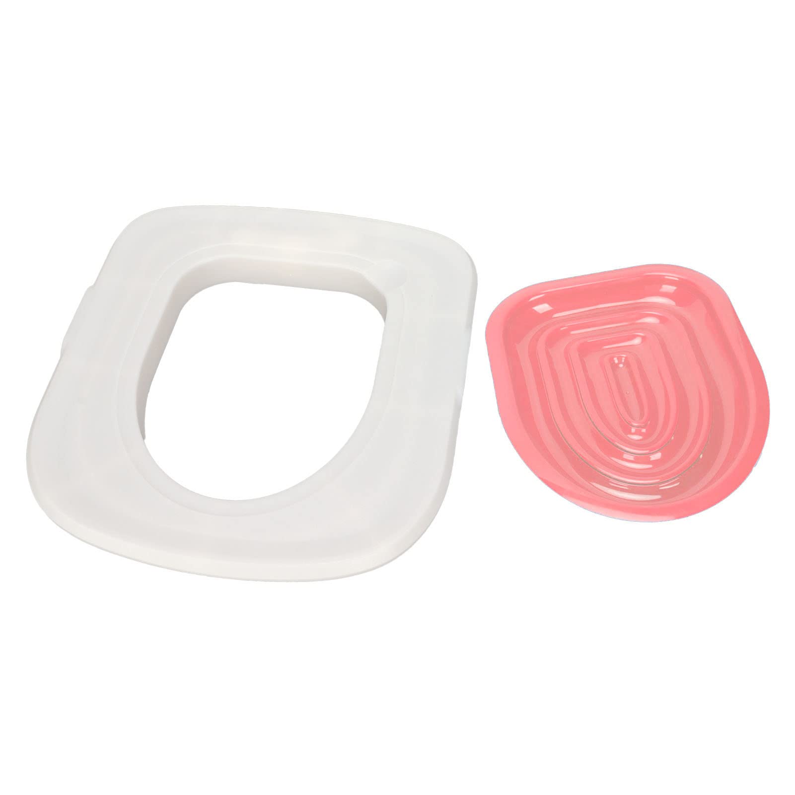 de Kit de Entrenamiento para Gatos para Inodoro, Kit de Entrenamiento para Inodoro para Gatos, Entrenador de Inodoro para Gatos Reutilizable Universal y Respetuoso con el Medio Ambiente para (Bandeja Blanca, 1 Soporte Interior Rosa)