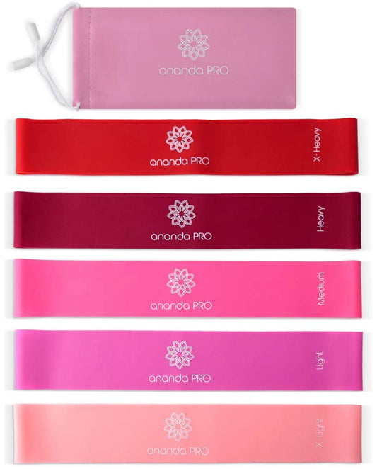 Set de Bandas de Resistencia Ananda PRO, Negro, Látex 100% Natural, para Fitness y Entrenamiento Integral