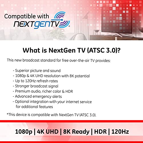 GE Outdoor HD Antena de TV Digital, Antena OTA HDTV de Largo Alcance, diseño Estilo Yagi, soporta 4K 1080P HD Smart TV VHF UHF, Montaje J Incluido para ático o Exterior, Resistente a la Intemperie,