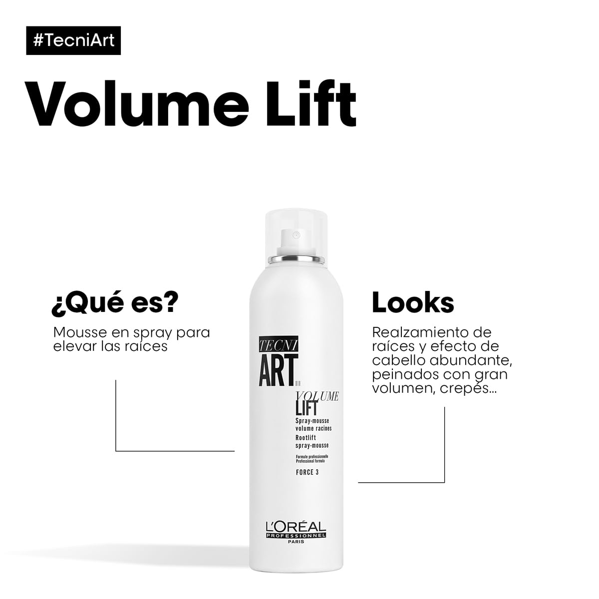 L'Oréal Professionnel Tecni Art | Mousse Volume Fix | Mousse en spray de fijación media para añadir volumen al cabello| Para todo tipo de cabello| 250ml