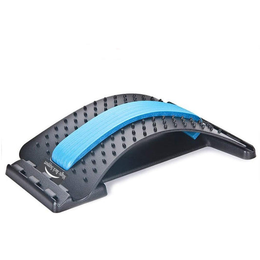 Dispositivo de estiramiento de espalda, masajeador de espalda para cama, silla y coche, soporte lumbar de varios niveles, estirador de columna vertebral, alivio del dolor muscular inferior y superior (negro/azul)