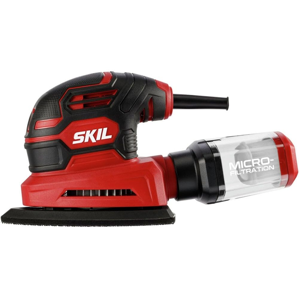 SKIL SR250801 - Lijadora con detalle de cable, incluye 3 unidades de papel de lija y caja de polvo