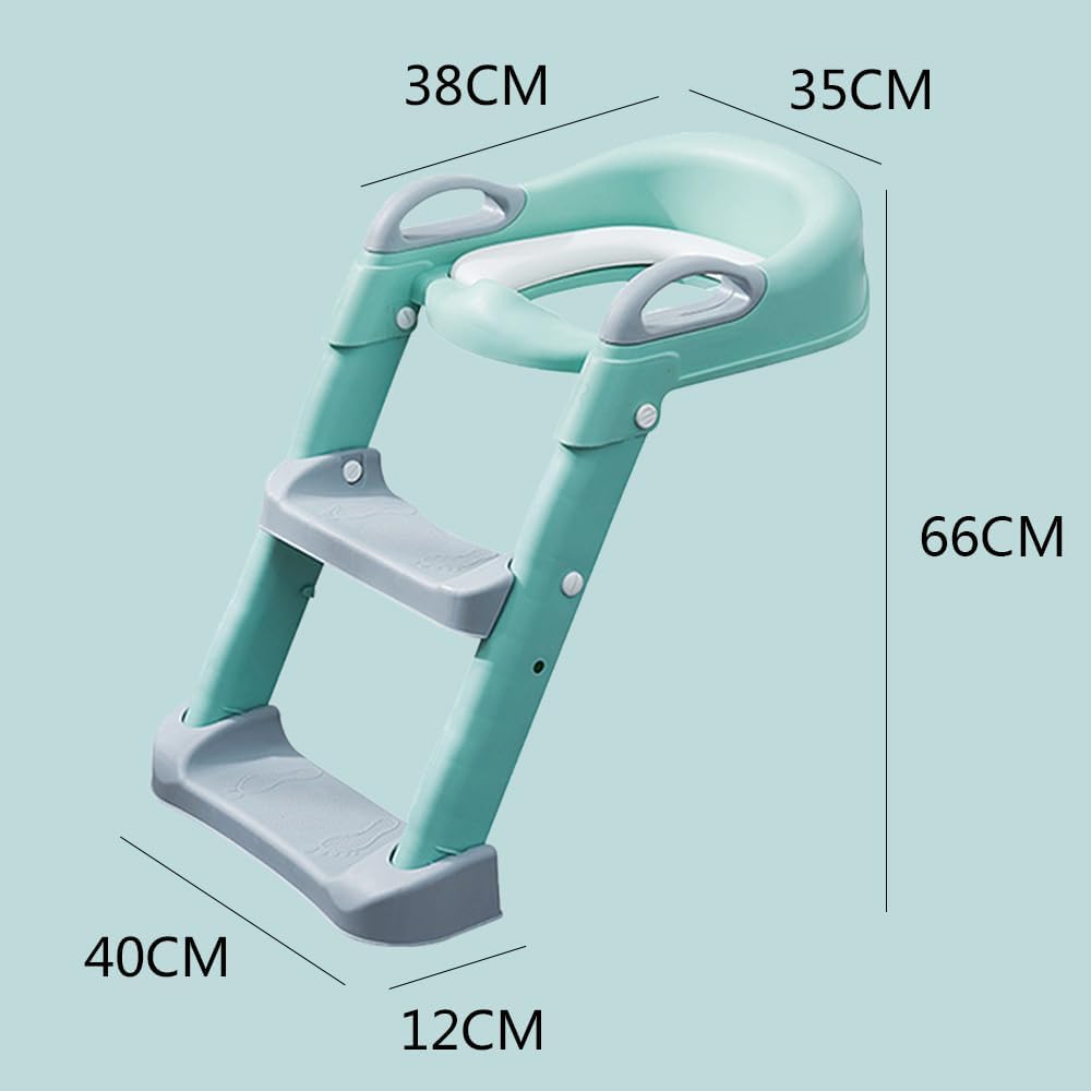 Jiula Asiento de Entrenamiento para Baño con Escalera Antideslizante - Asiento Entrenador para Baño Niño, Taburete Plegable Infantil para Taza, con Acolchonado, Asiento Ergonómico Gris, A, Cojín Dura