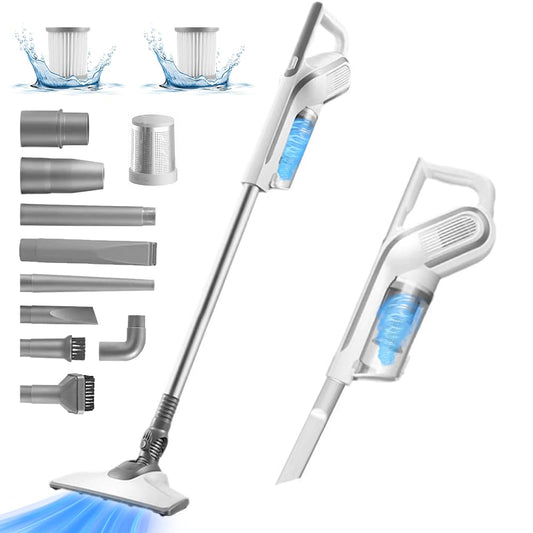 Aspiradora Alámbrica de Mano y Putt 2 EN 1 - Portátil Con Potente Succión, Ligera, Filtro y Cepillo De Suelo Giratorio - Vertical para Hogar, Auto y Oficina