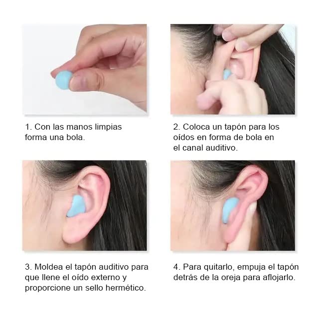Tapones para los Oídos Silicona Blanco Reducción de Ruido Alta Calidad 32 dB Impermeables con Estuche