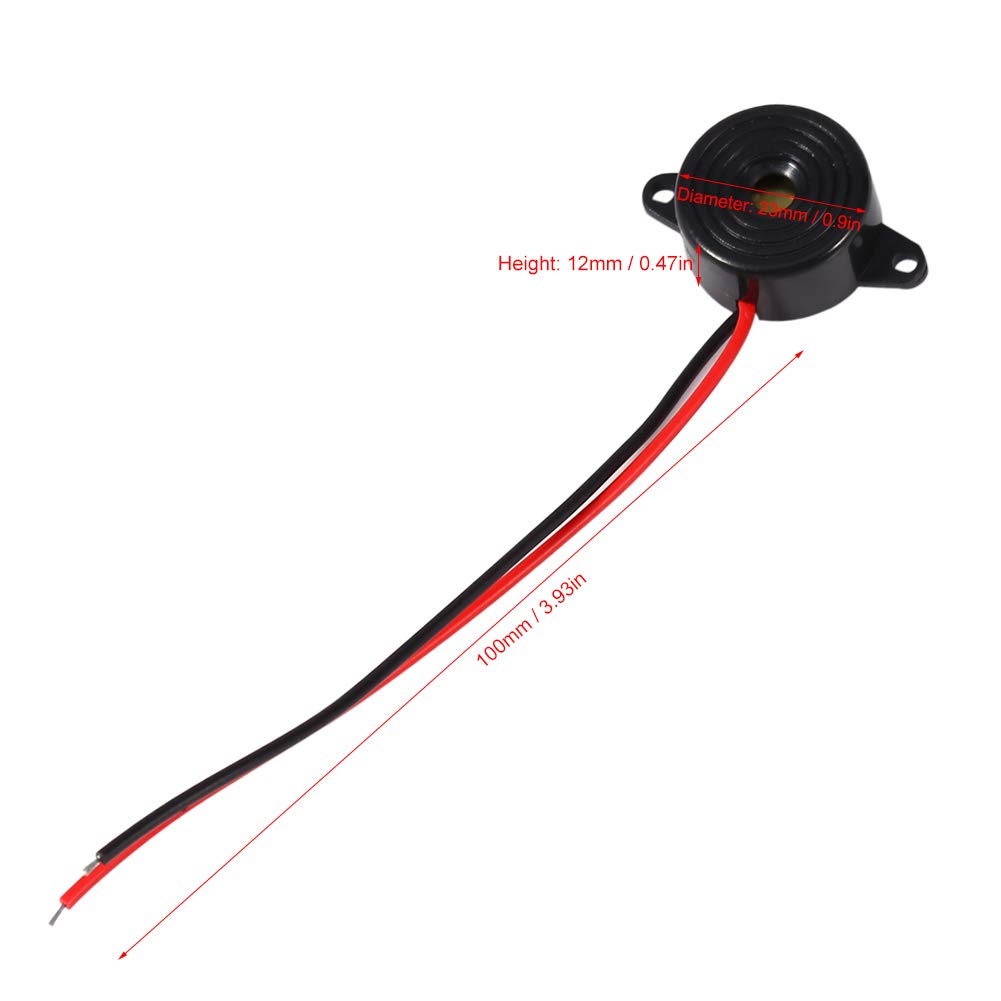 Hilitand Zumbador piezoeléctrico de la Alarma de 3-24V DC Tono electrónico del Reloj Alarma Continua Longitud de Cable de la Sirena 100m m