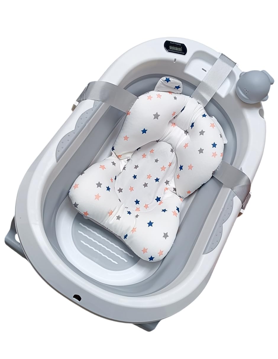 Dara Baby Tina de Baño para Bebé | Bañera Plegable y Portátil con Cojín | Cómoda y Segura | Baño Infantil | Bañera para recién nacidos. (Gris)
