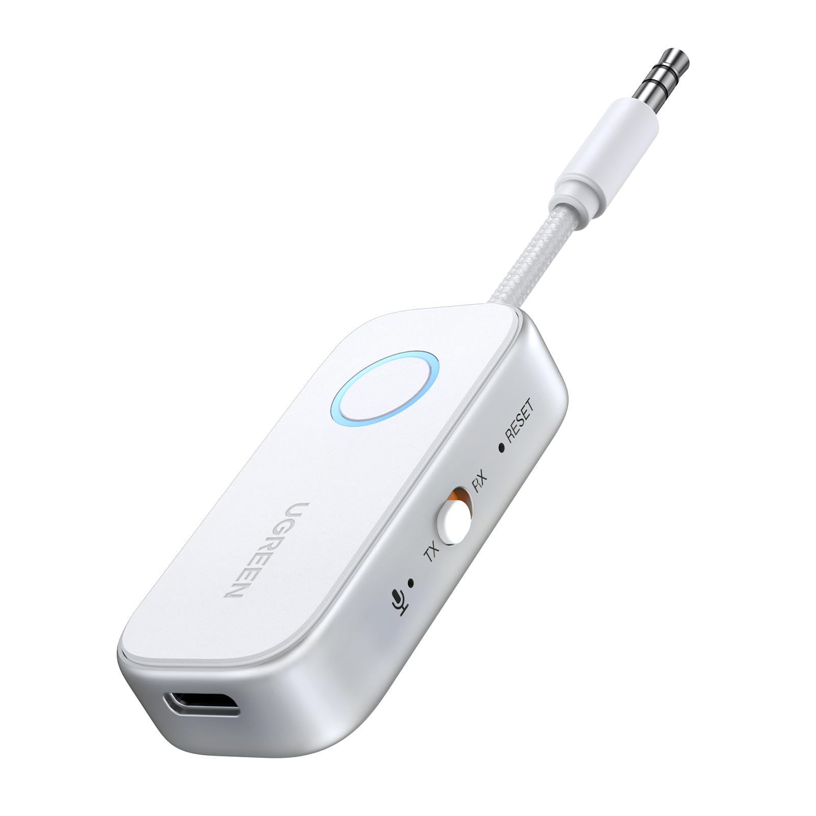 UGREEN Receptor transmisor Bluetooth para 2 Airpods o Auriculares, Airplane Travel Essentials 2 en 1 Adaptador Bluetooth inalámbrico para Uso con Cualquier Conector de 3.5 mm en Vuelo, TV, estéreo