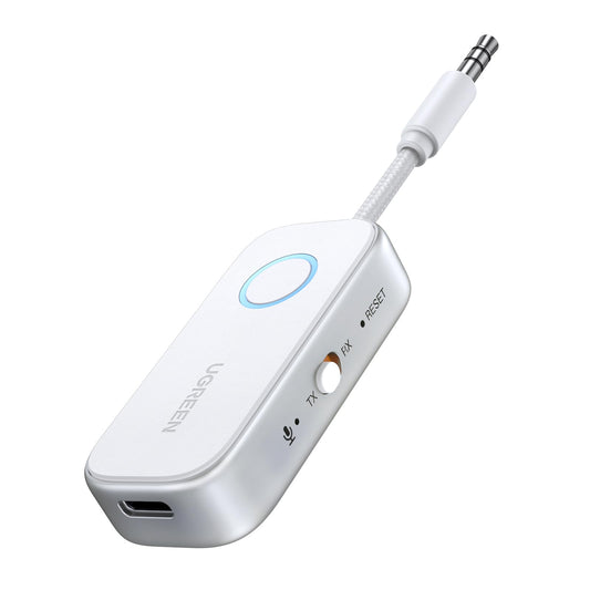 UGREEN Receptor transmisor Bluetooth para 2 Airpods o Auriculares, Airplane Travel Essentials 2 en 1 Adaptador Bluetooth inalámbrico para Uso con Cualquier Conector de 3.5 mm en Vuelo, TV, estéreo