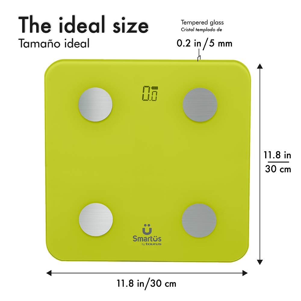 SMARTÜS NEXÜS Báscula Digital, Báscula Inteligente Bluetooth con Análisis Corporal, Porcentajes de Grasa, Masa Muscular, Agua y Densidad Ósea