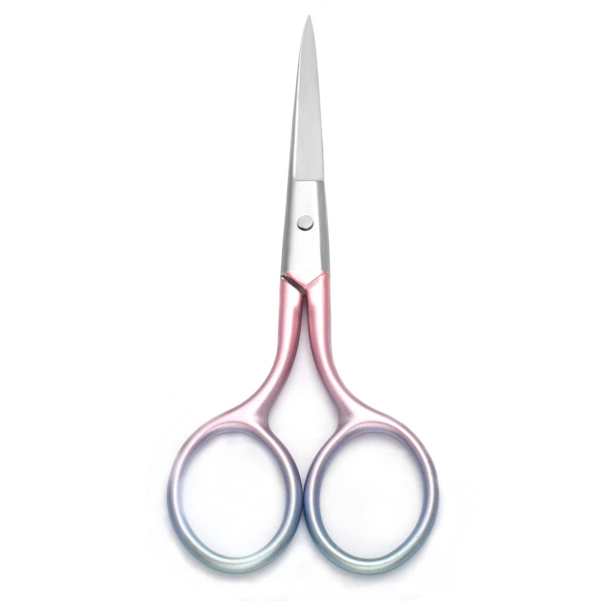 Motanar Tijeras de aseo profesionales multicolor para cuidado personal, depilación facial y recorte de cejas, acero inoxidable, punta recta fina, 3.9 pulgadas (rosa)