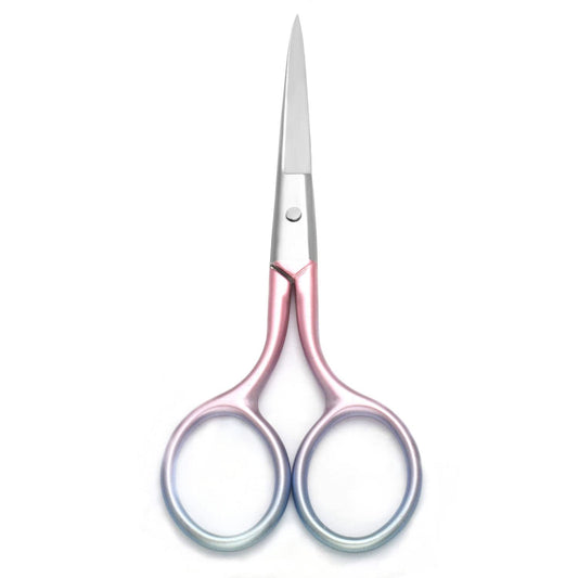 Motanar Tijeras de aseo profesionales multicolor para cuidado personal, depilación facial y recorte de cejas, acero inoxidable, punta recta fina, 3.9 pulgadas (rosa)