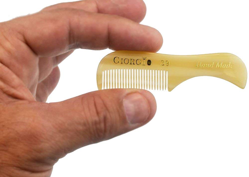 Giorgio G39 Extra Small 2.75 Inch Men's Fine Toothed Beard and Mustache Comb for Facial Hair Grooming and Styling. Wallet Pocket Comb Handmade of Quality Durable Cellulose, Saw-Cut and Hand Polished