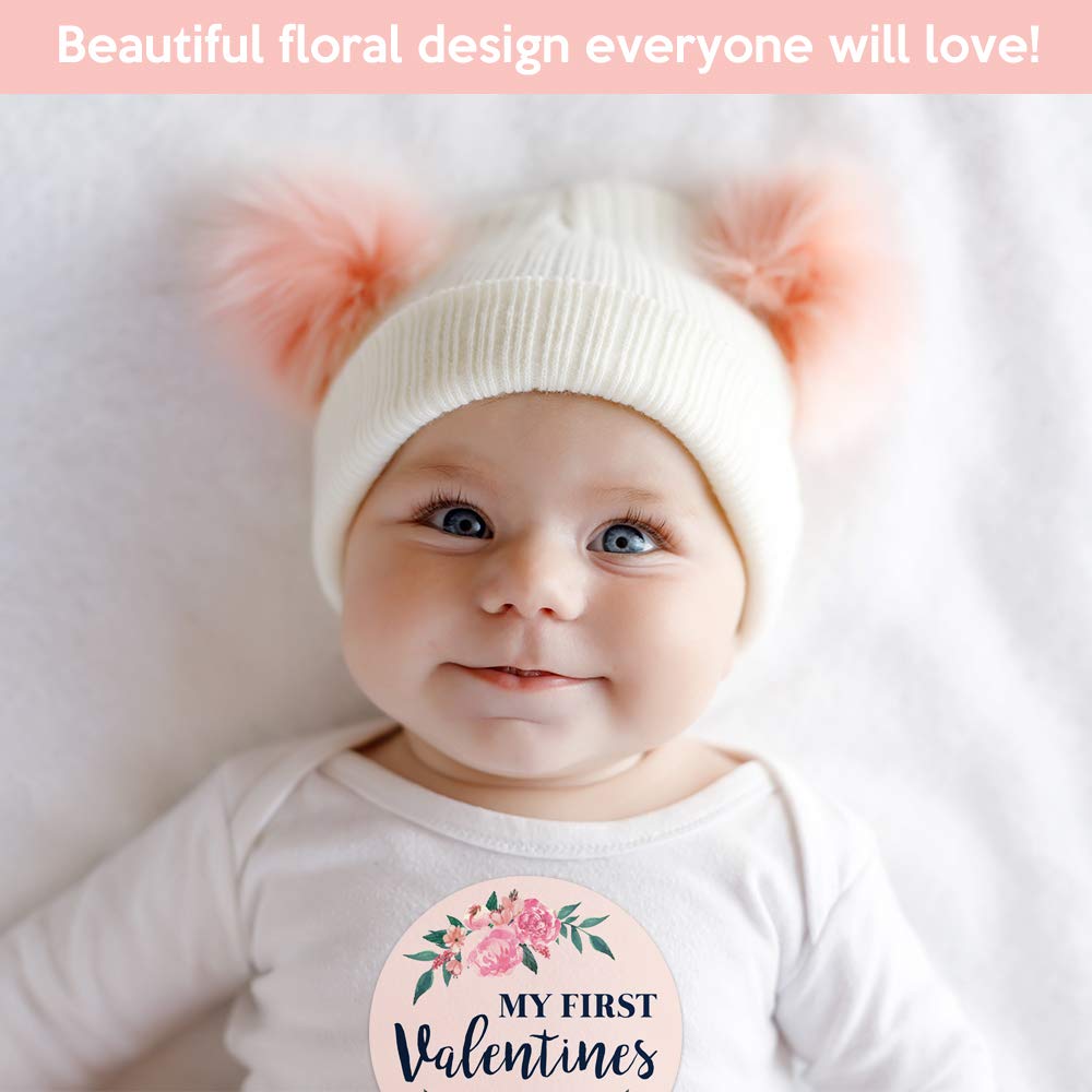 Pegatinas mensuales para bebé, juego de 24 unidades, calcomanías florales para bebé niña, perfectas para niñas recién nacidas, hitos de mes a mes, diseño floral rosa, azul marino y verde azulado
