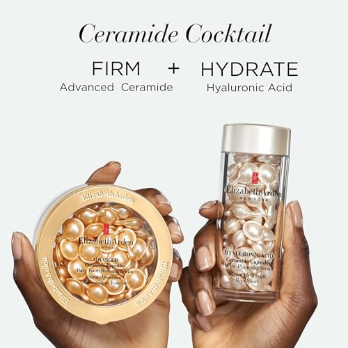 Elizabeth Arden Hyaluronic Acid Serum Ceramide Capsules, Perfect for Mothers Day Gifts, Hydra-Plumping Serum, Perfect for Mothers Day Gifts, 30 Count