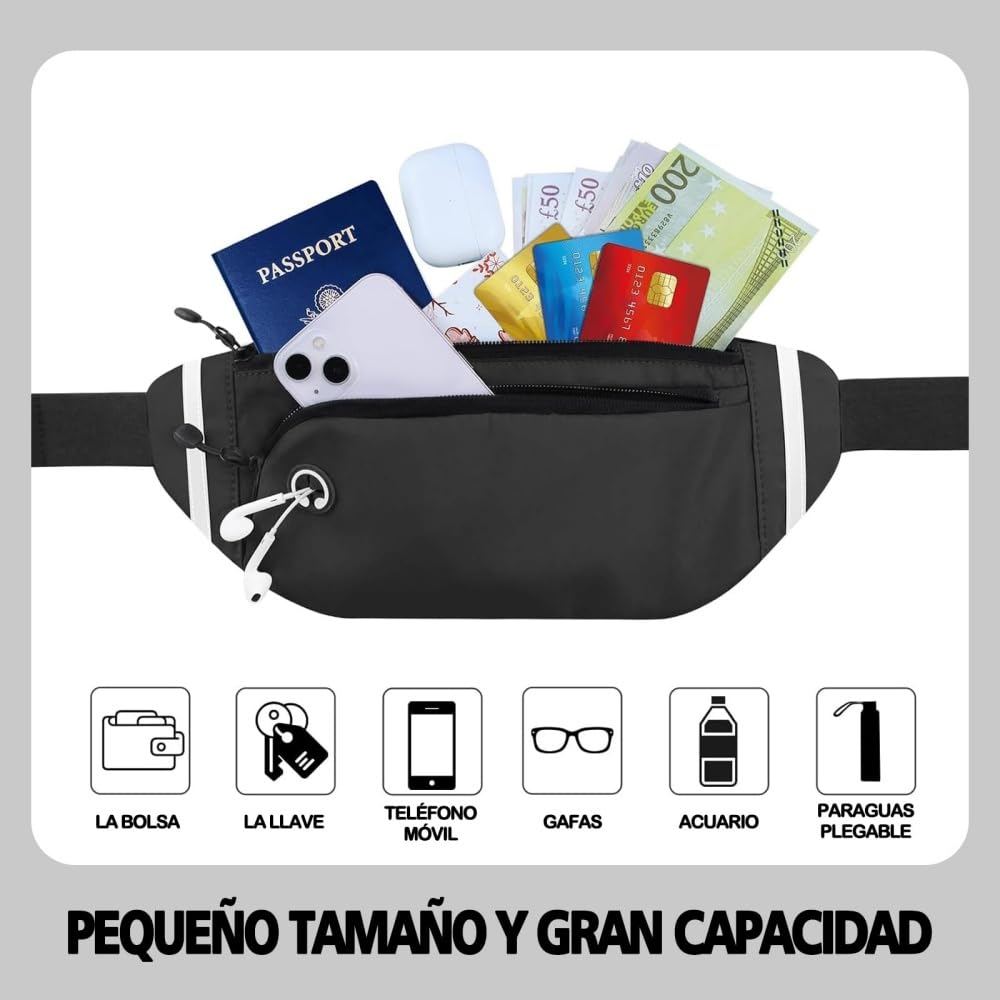 EDECOR Cangurera Deportiva, Bolsa Deportiva con Cinturón de Hombres y Mujeres, Reflectante Bolsa de Cintura para Correr, para Correr Ciclismo Gimnasio