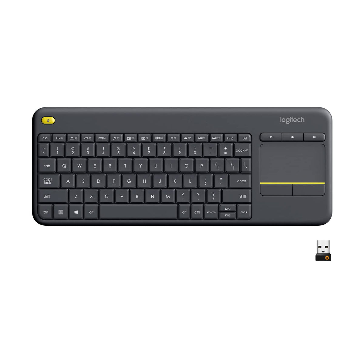 Teclado Inalámbrico Logitech K400 Plus Negro con Touchpad Integrado para TV y PC