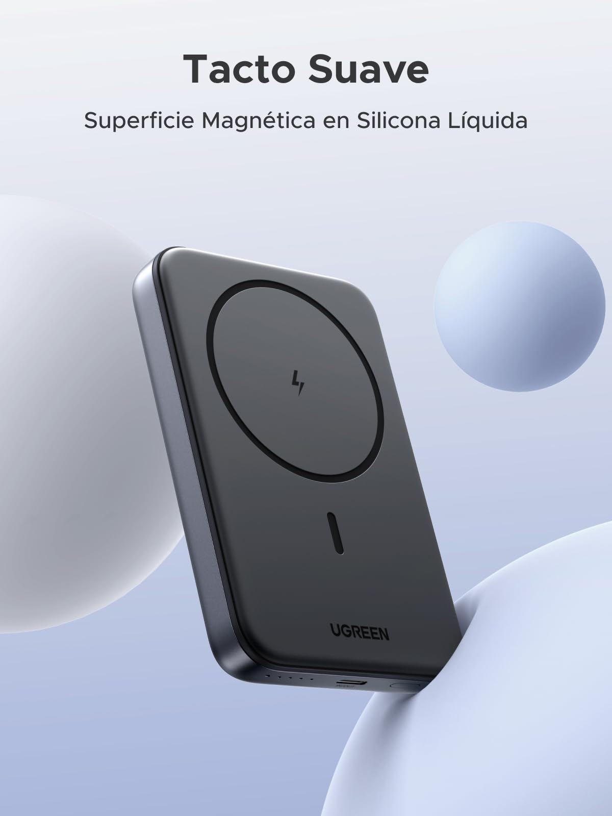 Batería Externa UGREEN Negro 10000mAh con Carga Rápida Inalámbrica PD 20W Magnética USB C Compatible para iPhone, Galaxy, Xiaomi, iPad, LG