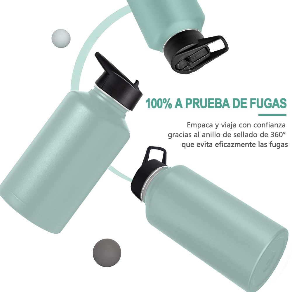 Free Wolf 64OZ Termo de Acero Inoxidable A Prueba de Fugas Con 3 Tapas y Asa, Doble Aislamiento Térmico para 24 Horas de Agua Fría y 12 Horas de Caliente