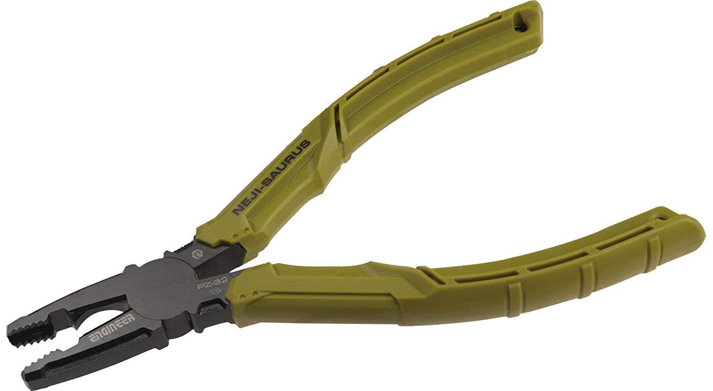 ENGINEER PZ-32 - Alicates de extracción de tornillo (quitar tornillos dañados rápidamente/fácilmente), dientes de mandíbula entrelazados multifuncionales, revestimiento de óxido negro, empuñaduras verdes salvia