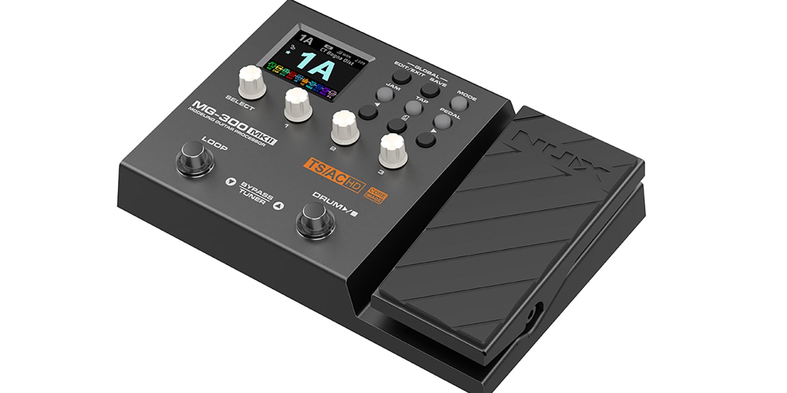 Pedal Multiefectos NUX MG-300 MKII Negro con Soporte IR y Tonos Personalizables