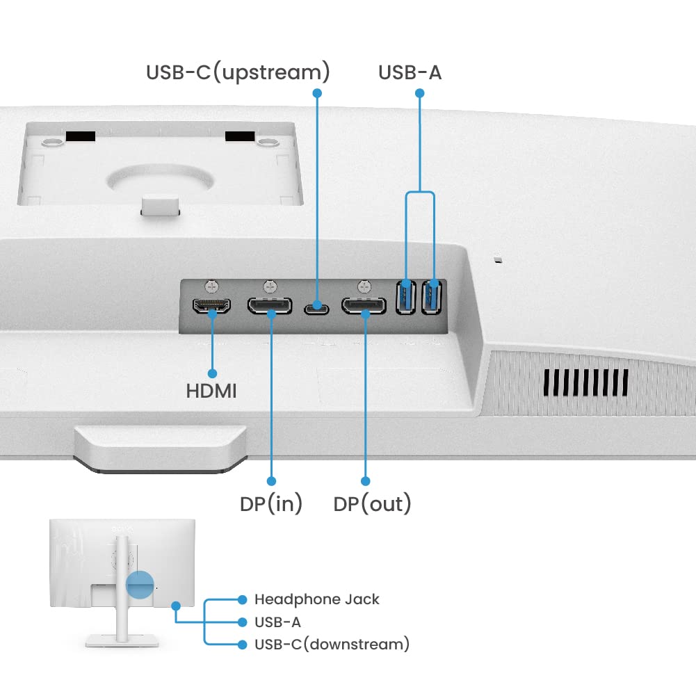 Monitor BenQ 27 Pulgadas 2K QHD USB-C Eye-Care con Altavoces y Micrófono Cancelación de Ruido Ajustable IPS Bisel Ultrafino