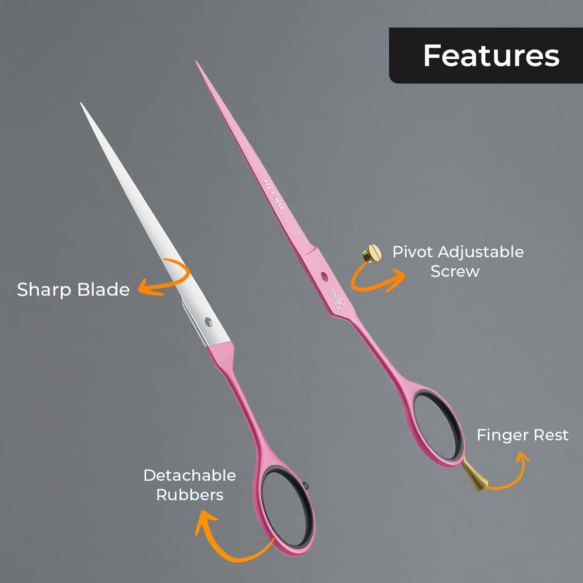 THE CUT - FACTORY - Tijeras para el cabello y tijeras de barbero profesionales - 6 pulgadas de acero inoxidable de primera calidad con hojas de borde de navaja suave - Uso para salón y uso personal