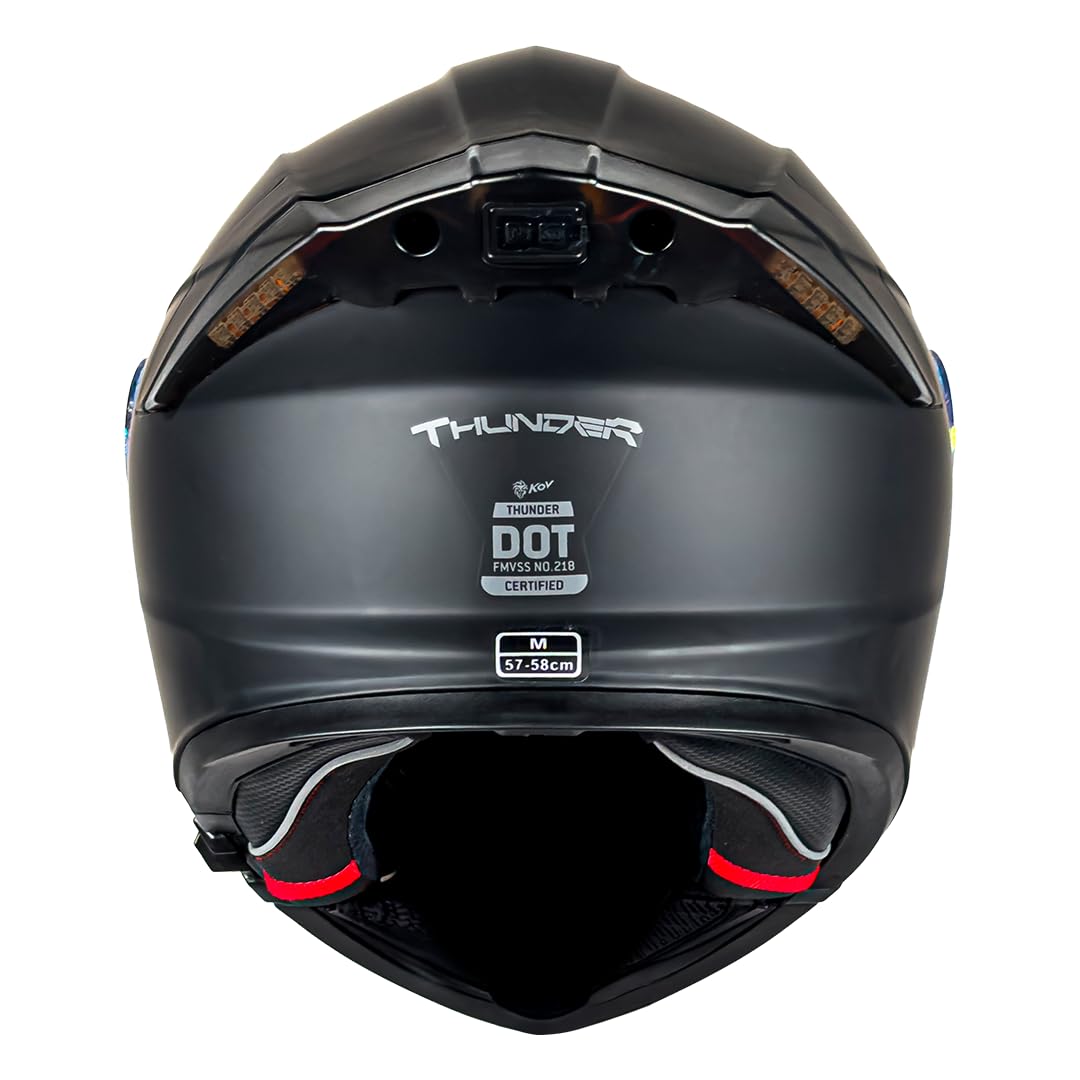 KOV Casco Thunder ABATIBLE Negro Mate para Moto Mica Dorada Certificado Dot (X-Large)