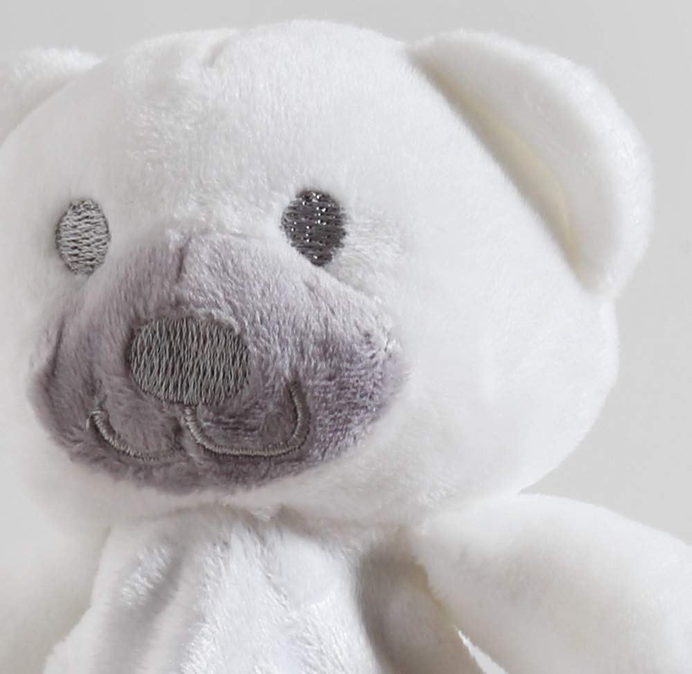 CREVENT Juguete Suave y Bonito para Acurrucarse Blankies de Seguridad para Bebé Unisex, Frente de Lunares Minky + Dorso de Sherpa (Oso Blanco)