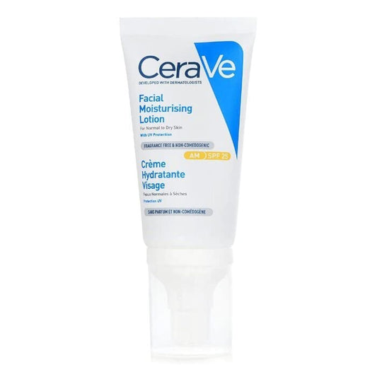CeraVe Loción Hidratante de Rostro FPS25 |52ml| Hidratante facial diario con protector solar | Libre de fragancia