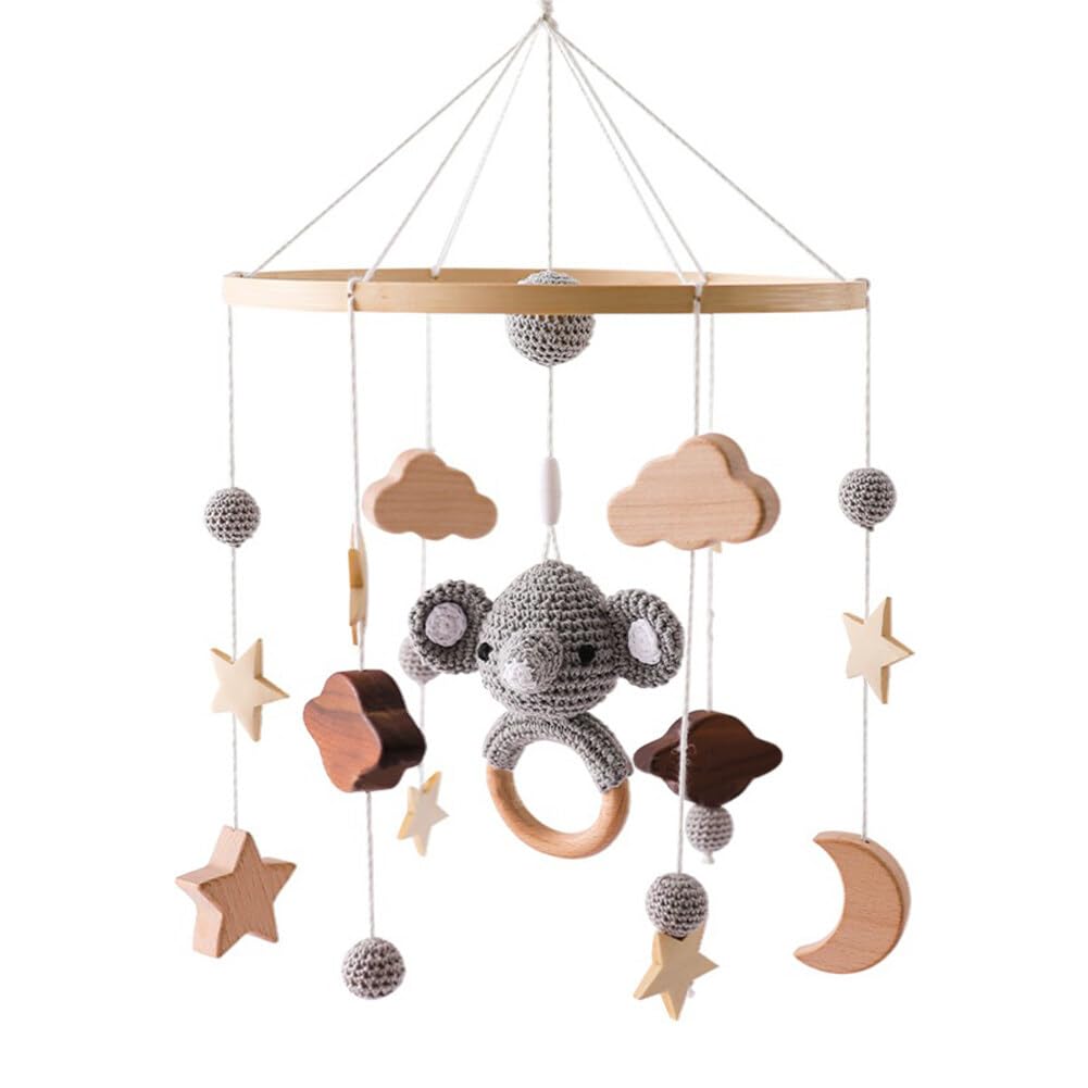 Decoración de guardería para cuna móvil para cuna – Elefante móvil Boho decoración de guardería – Móvil para moisés – Colgante para guardería y decoración de techo