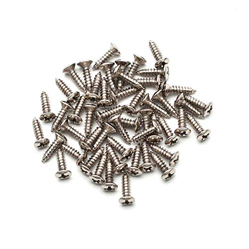 GETMusic - Juego de 50 tornillos de 3 mm para guitarra eléctrica Fender Strat ST Tele TL Stratocaster Telecaster Gibson LP Les Paul SG, Cromado