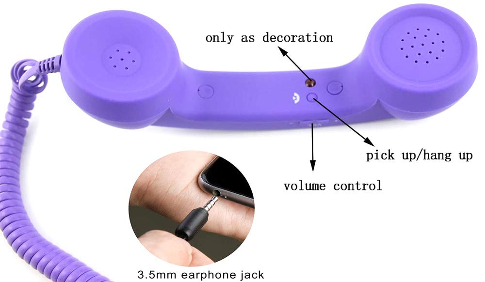 Altavoz Retro YTYKINOY Púrpura de 3,5 mm para Teléfonos Celulares y Micrófono para iPhone, iPad y Smartphones