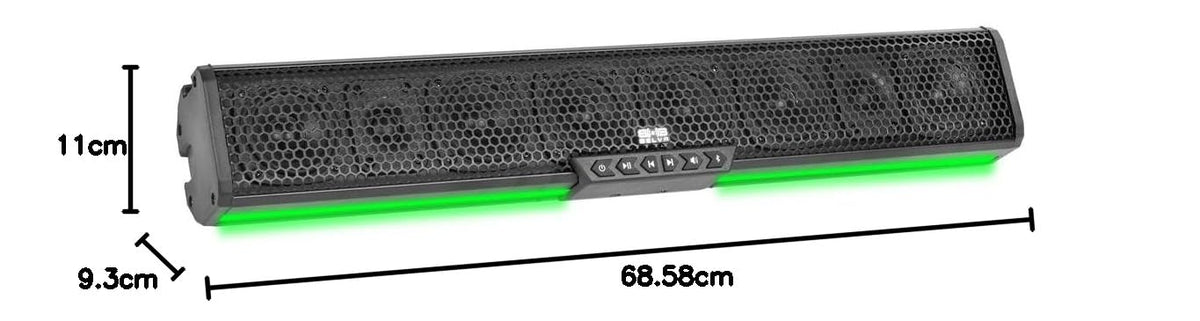Barra de Sonido Bluetooth Belva Negra 500W Resistente a la Intemperie con 8 Altavoces y Luces LED RGB para UTV, ATV, SxS y Carrito de Golf
