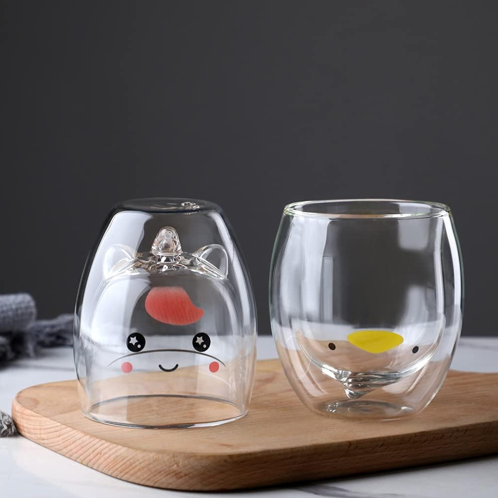 Binoster - Taza Linda Taza de café Taza de té Vasos Vasos con Aislamiento de Doble Pared Taza de café Taza de Leche, Oficina y cumpleaños Personal (Pato)